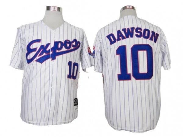 Montreal Expos #10 Andre Dawson White Stripe Throwback Jersey by My Store