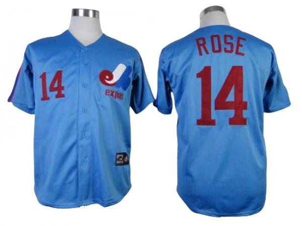 Montreal Expos #14 Pete Rose Blue Throwback Jersey by My Store