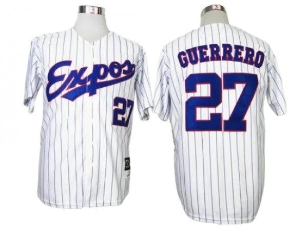 Montreal Expos #27 Vladimir Guerrero White Stripe Throwback Jersey by My Store