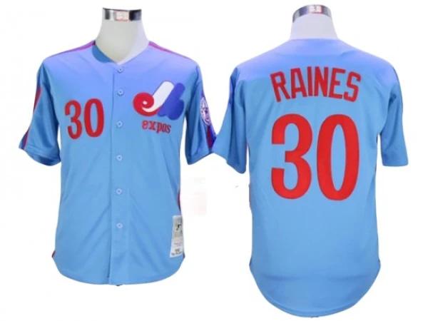 Montreal Expos #30 Tim Raines Blue Throwback Jersey by My Store