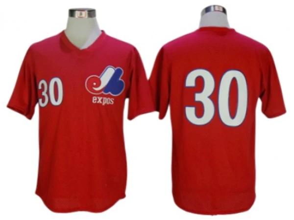 Montreal Expos #30 Tim Raines Red 1989 Mesh BP Throwback Jersey by My Store