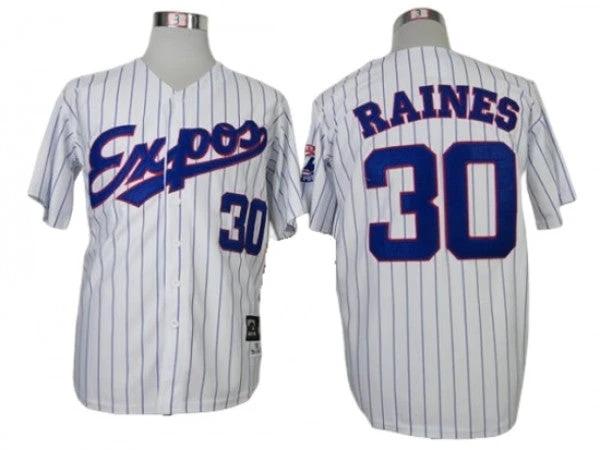 Montreal Expos #30 Tim Raines White Stripe Throwback Jersey by My Store