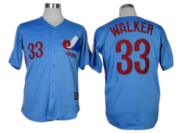 Montreal Expos #33 Larry Walker Blue Throwback Jersey by My Store