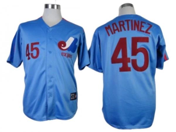 Montreal Expos #45 Pedro Martinez Blue Throwback Jersey by My Store