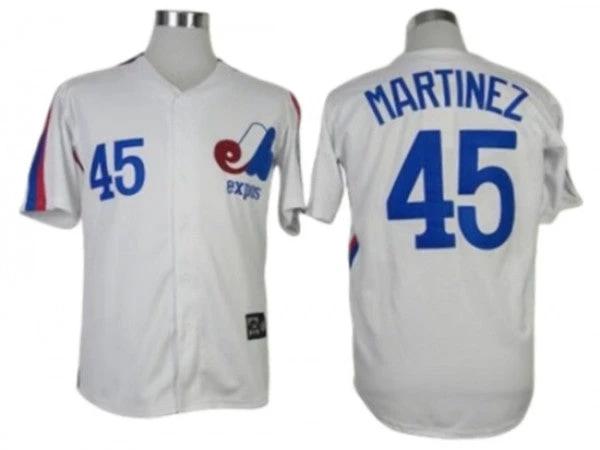 Montreal Expos #45 Pedro Martinez White Throwback Jersey by My Store
