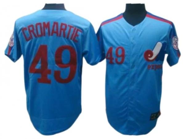 Montreal Expos #49 Warren Cromartie Blue Throwback Jersey by My Store