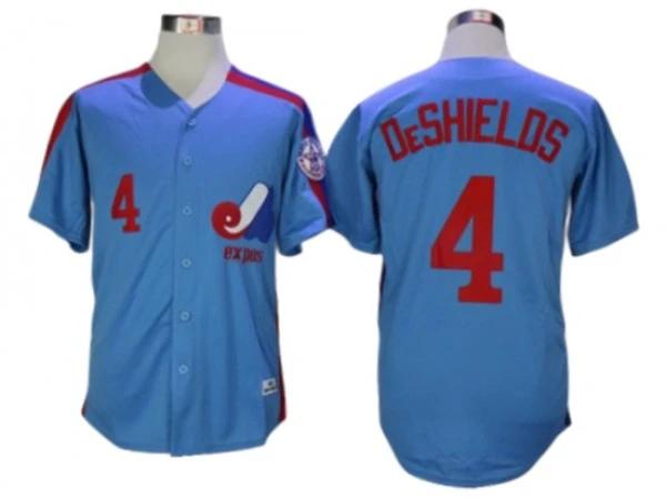 Montreal Expos #4 Delino DeShields Blue Throwback Jersey by My Store