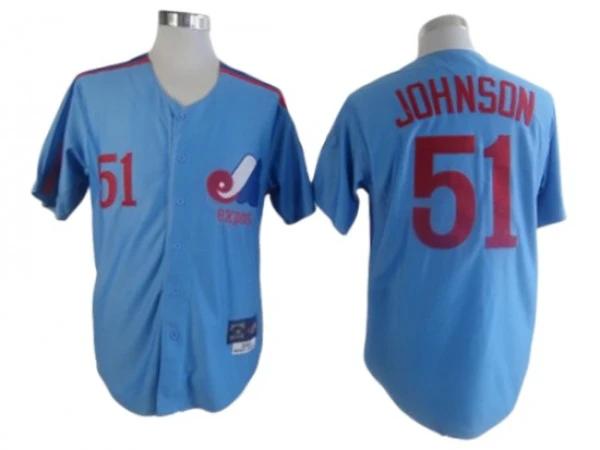 Montreal Expos #51 Randy Johnson Blue Throwback Jersey by My Store