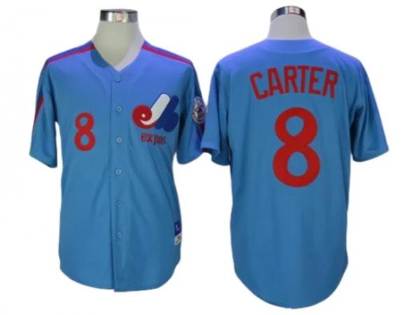 Montreal Expos #8 Gary Carter Blue Throwback Jersey by My Store