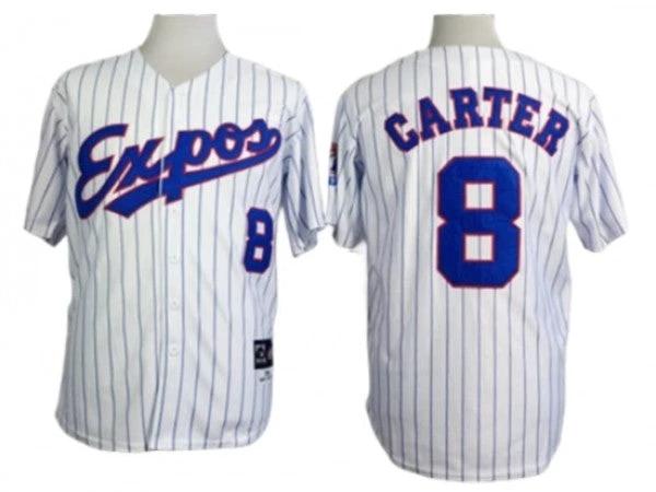 Montreal Expos #8 Gary Carter White Pinstripe Throwback Jersey by My Store