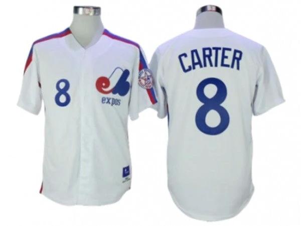 Montreal Expos #8 Gary Carter White Throwback Jersey by My Store