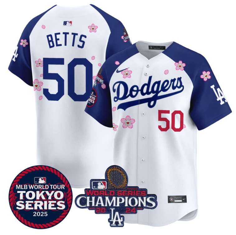 Mookie Betts Jersey #50 Dodgers Tokyo Series 2025 World Series Champions Patch Alternate by My Store