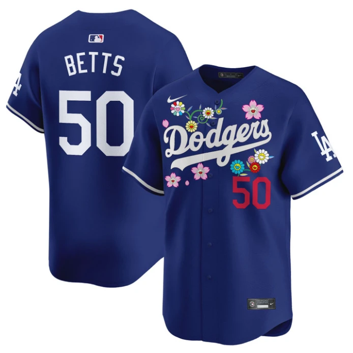 Mookie Betts Jersey #50 Dodgers x Takashi Murakami 2025 Vapor Limited Stitched Royal by My Store