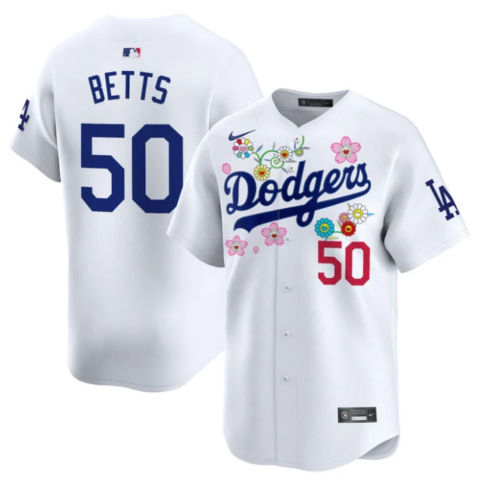Mookie Betts Jersey #50 Dodgers x Takashi Murakami 2025 Vapor Limited Stitched White by My Store