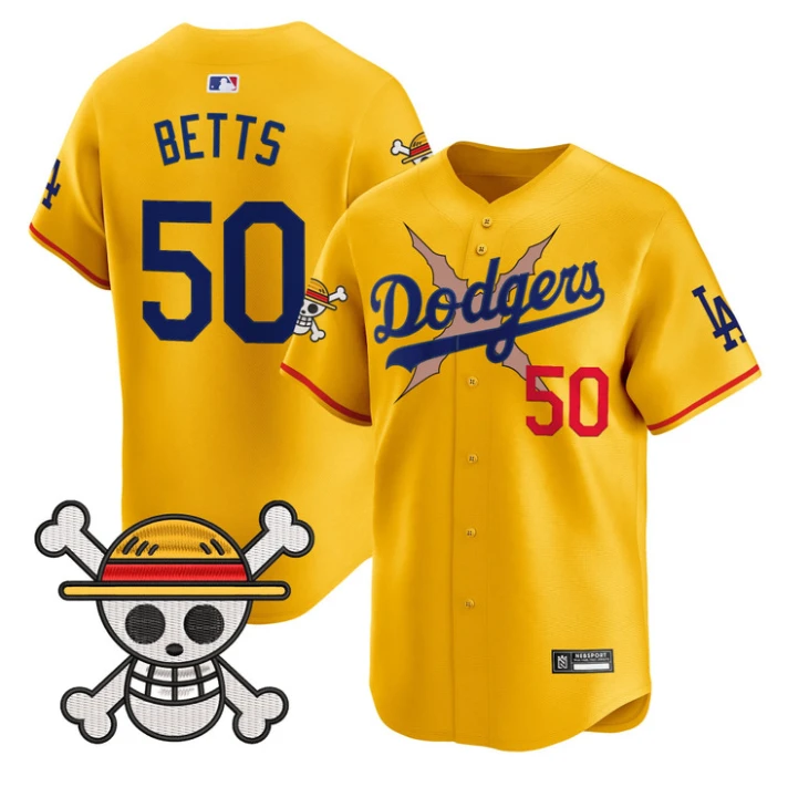 Mookie Betts Jersey #50 Los Angeles Dodgers One Piece 2025 Stitched Gold by My Store