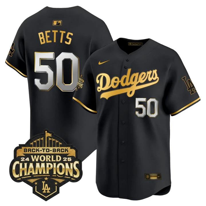 Mookie Betts Jersey #50 Dodgers 2025 Back-To-Back Champions Stitched by My Store