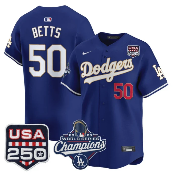 Mookie Betts Jersey #50 Dodgers 2025 World Series Champions 250 USA Stitched by My Store