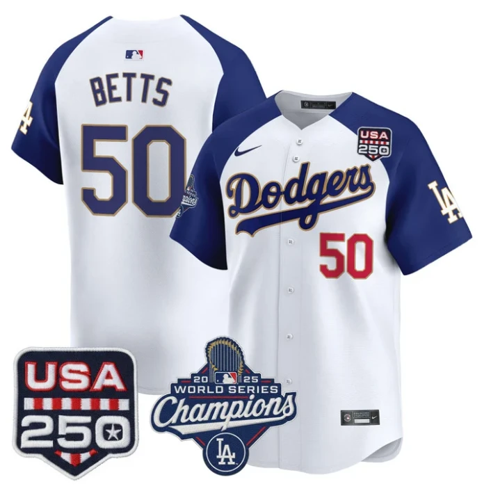 Mookie Betts Jersey #50 Dodgers 2025 World Series Champions 250 USA Stitched by My Store