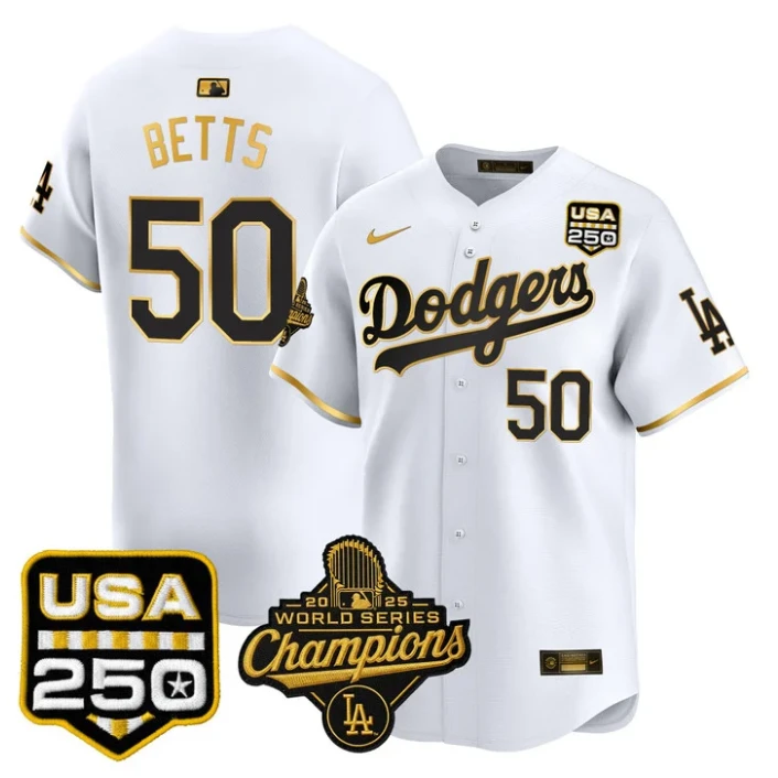 Mookie Betts Jersey #50 Dodgers 2025 World Series Champions 250 USA Stitched by My Store