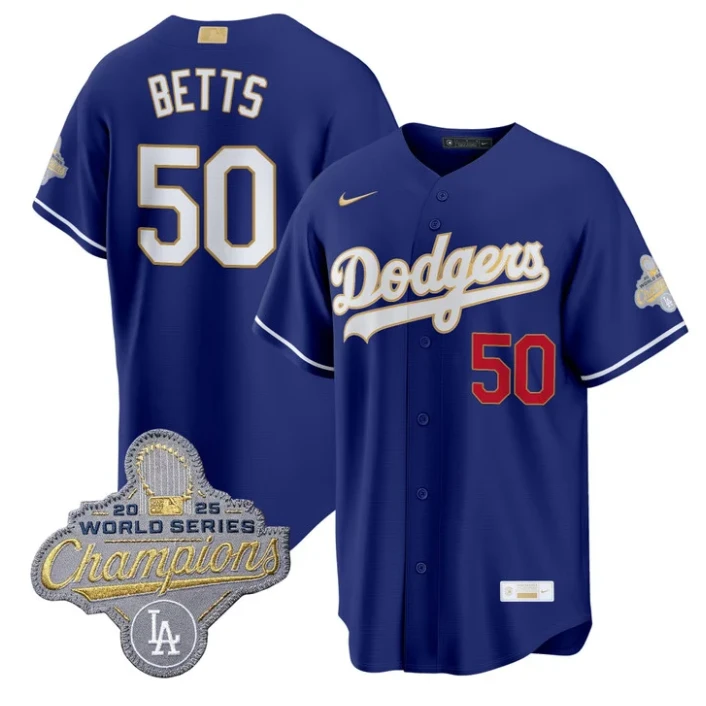 Mookie Betts Jersey #50 Dodgers Gold Collection Premier Stitched by My Store