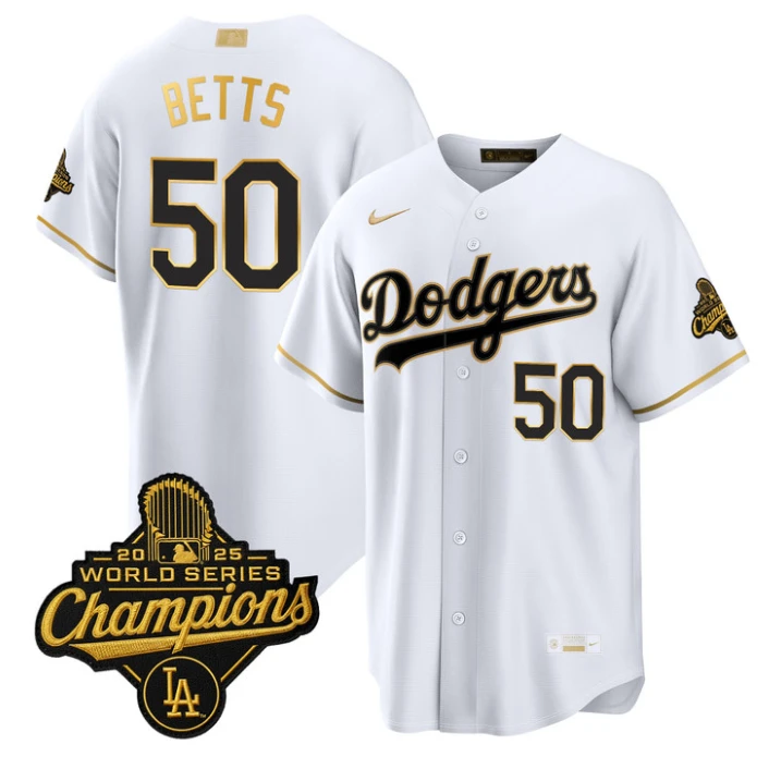 Mookie Betts Jersey #50 Dodgers Gold Collection Premier Stitched by My Store