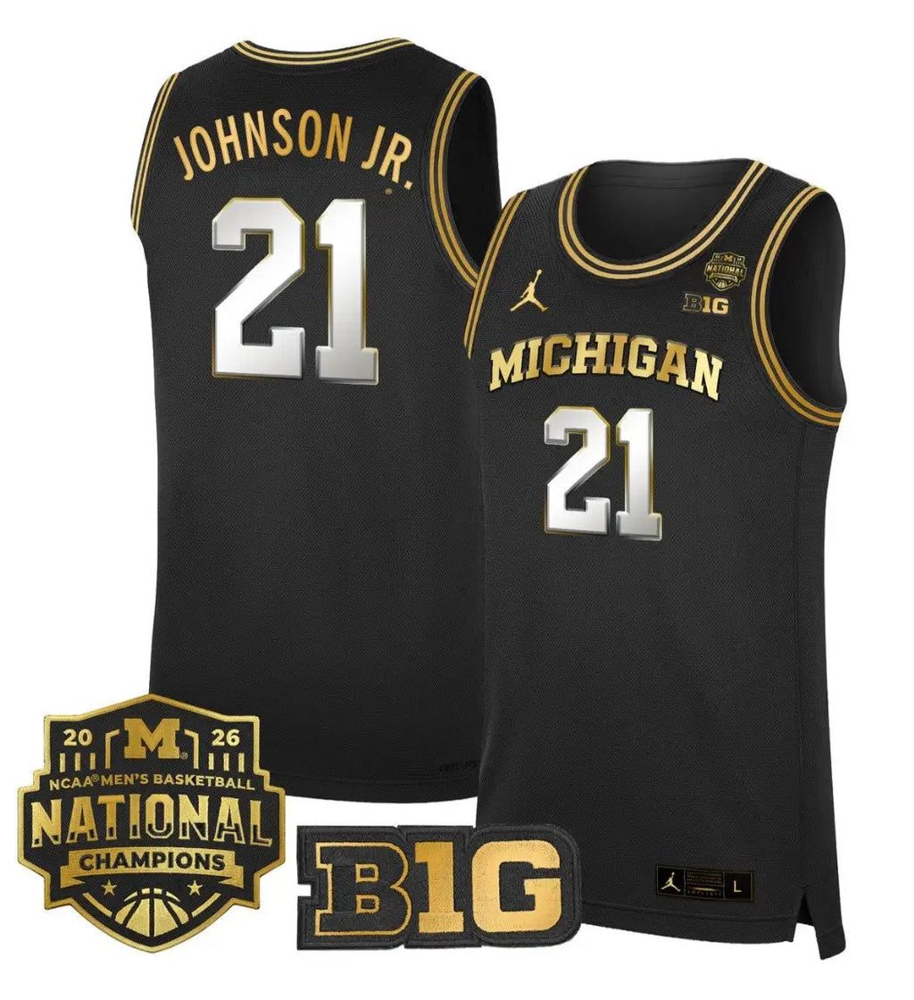 Morez Johnson Jr Jersey #21 Michigan Wolverines 2026 National Champions Stitched by My store basketball