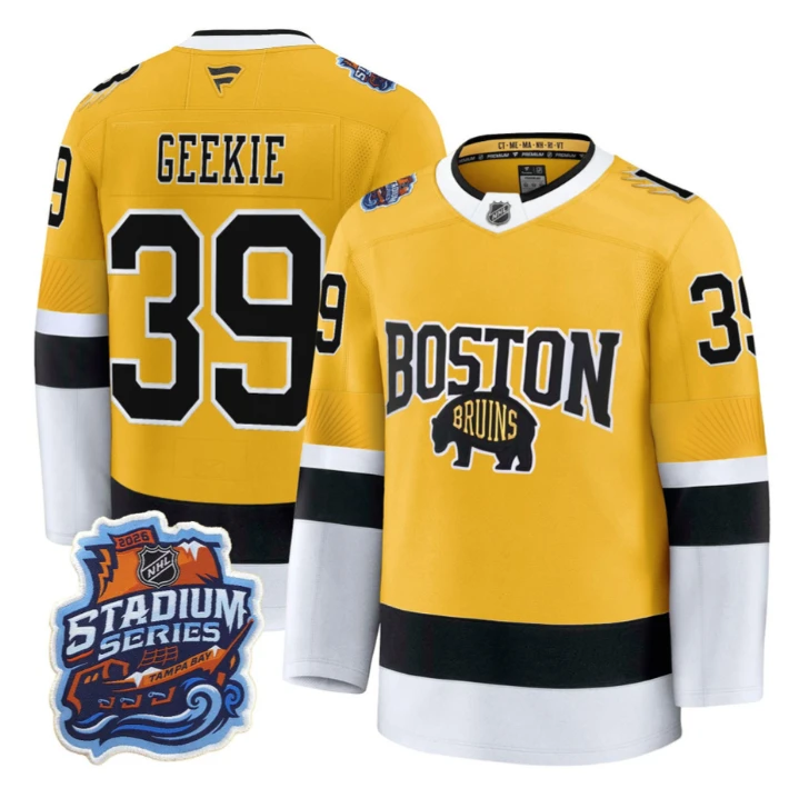 Morgan Geekie Jersey #39 Boston Bruins 2026 Stadium Series Premium Stitched by Hockey David
