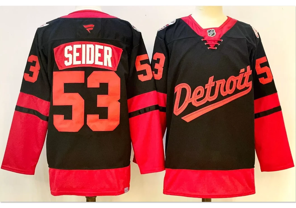 Moritz Seider Jersey #53 Detroit Red Wings 2025 Stadium Series Stitched Black by Hockey David