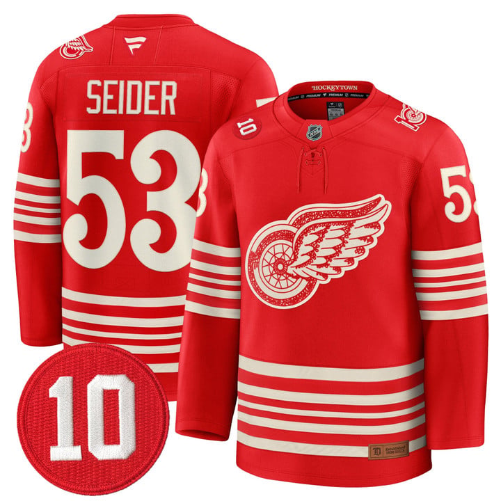 Moritz Seider Jersey #53 Detroit Red Wings #10 Alex Delvecchio Honoring Stitched by Hockey David