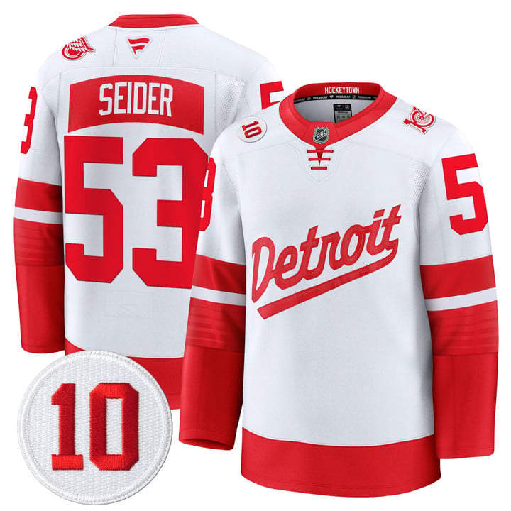 Moritz Seider Jersey #53 Detroit Red Wings #10 Alex Delvecchio Honoring Stitched by Hockey David
