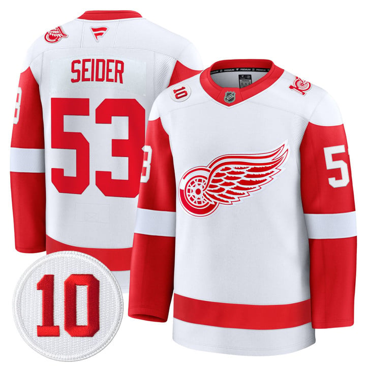 Moritz Seider Jersey #53 Detroit Red Wings #10 Alex Delvecchio Honoring Stitched by Hockey David