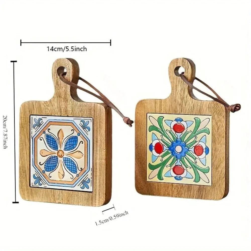 Moroccan Ebony Floral Wooden Trivets by Casa & Beyond