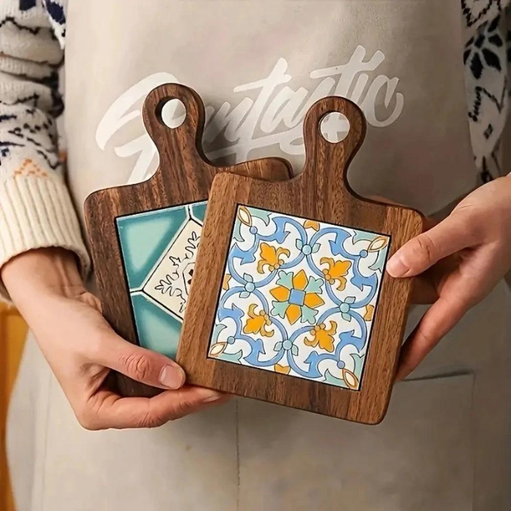 Moroccan Ebony Floral Wooden Trivets by Casa & Beyond