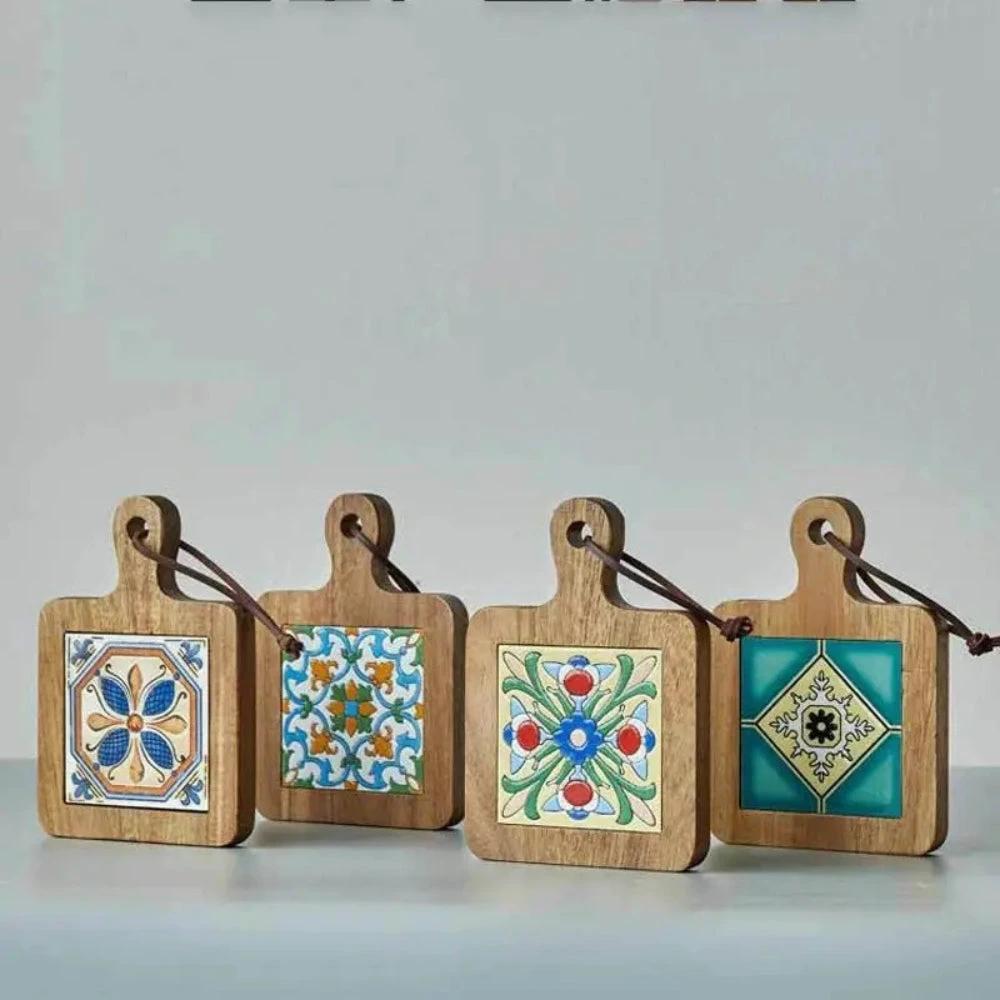 Moroccan Ebony Floral Wooden Trivets by Casa & Beyond
