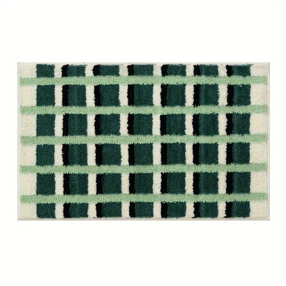 Moss Green Geometric Flock Bath Mat by Casa & Beyond