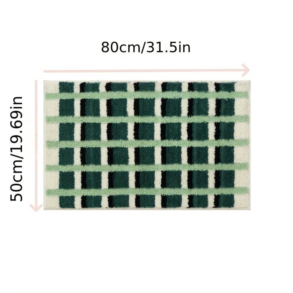 Moss Green Geometric Flock Bath Mat by Casa & Beyond