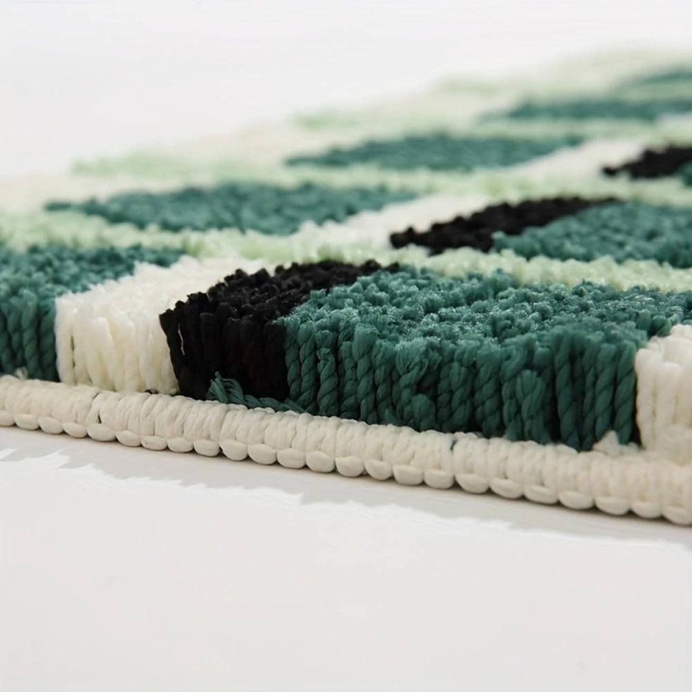 Moss Green Geometric Flock Bath Mat by Casa & Beyond