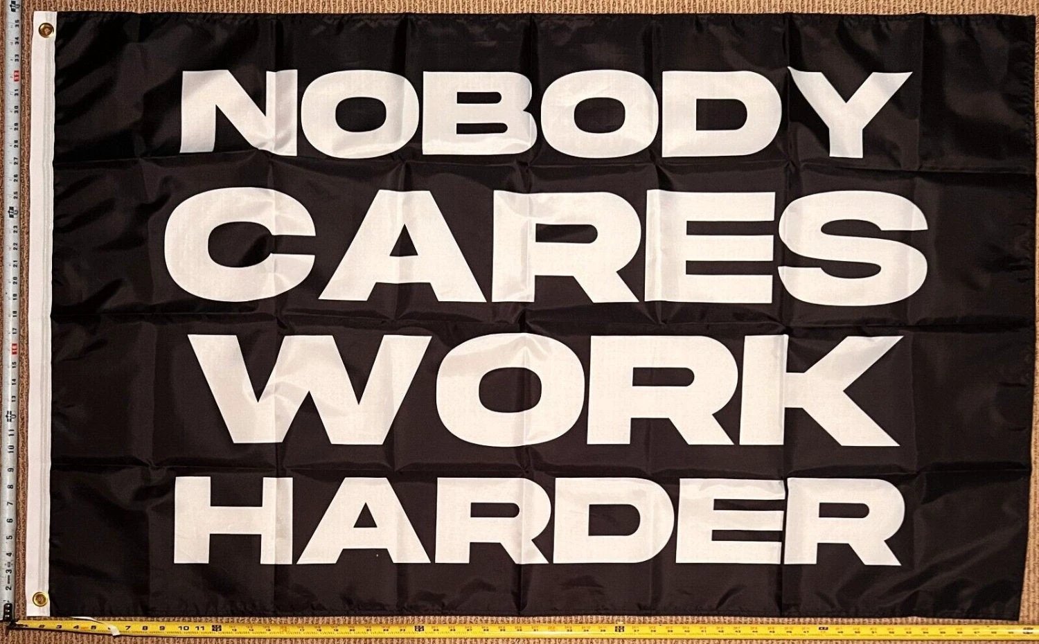 Motivation Flag Nobody Cares Work Harder Bl Gym Banner Sign 3x5' by flagsjustdoit