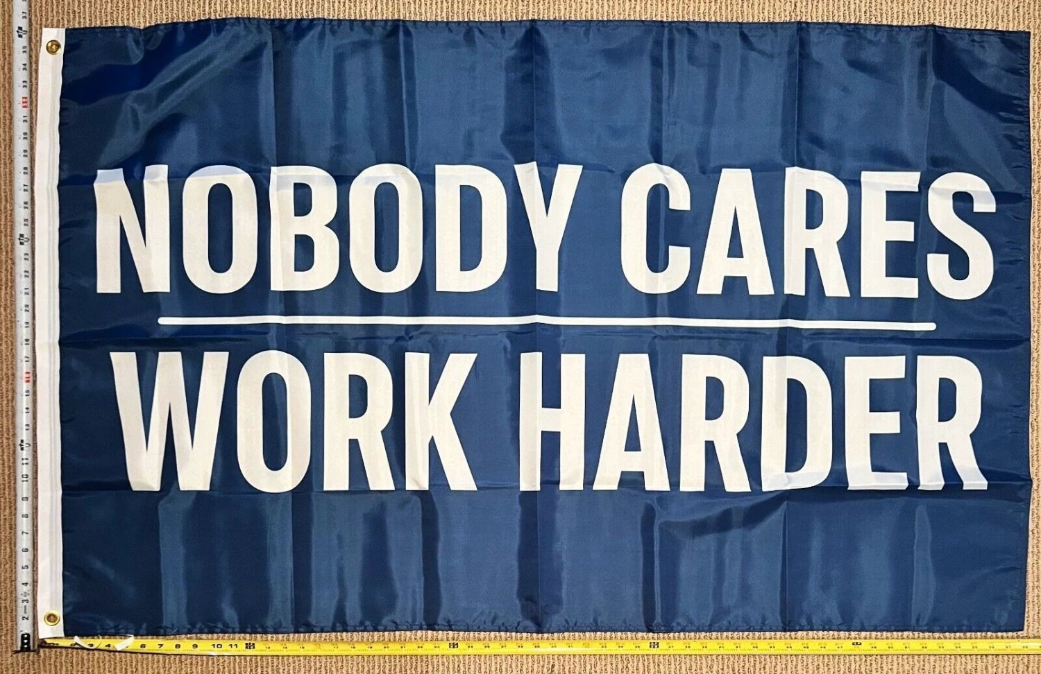 Motivation Flag Nobody Cares Work Harder Blue Gym Banner Sign 3x5' by flagsjustdoit