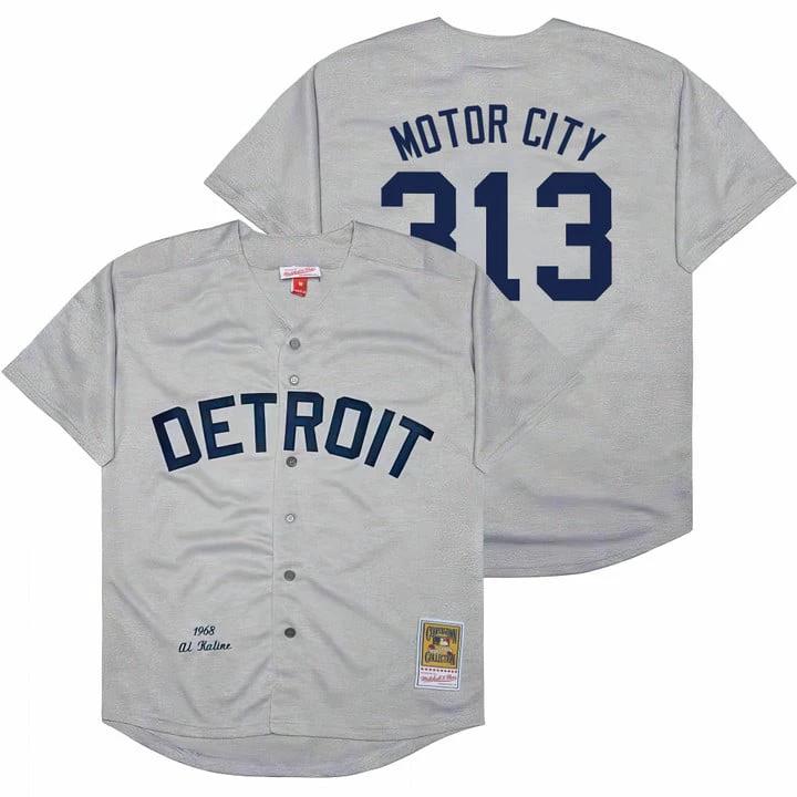 Motor City Jersey #313 Detroit Tigers Throwback Cooperstown Stitched Gray by Baseball Jerseys 7