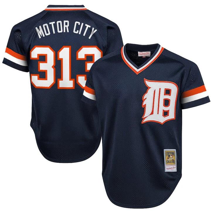 Motor City Jersey #313 Detroit Tigers Throwback Cooperstown Stitched Navy by Baseball Jerseys 7