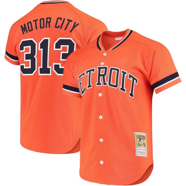 Motor City Jersey #313 Detroit Tigers Throwback Cooperstown Stitched Orange by Baseball Jerseys 7