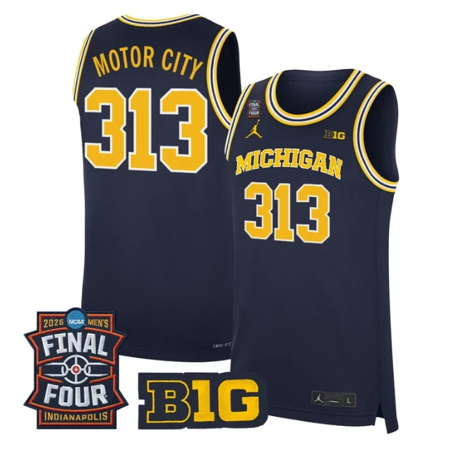Motor City Jersey #313 Michigan Wolverines 2026 Final Four Stitched Navy by My store basketball