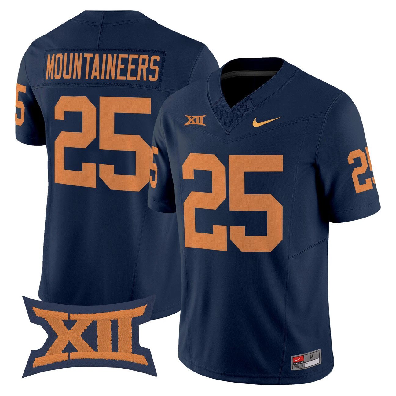 Mountaineers Jersey #25 West Virginia Mountaineers 1965 Throwback Vapor Stitched by My Store NCAA Football Jerseys