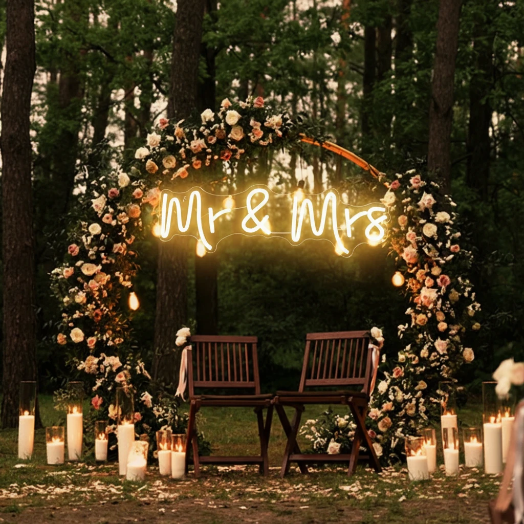 Mr&Mrs Neon Sign for Wedding Party Decor by Neonchics