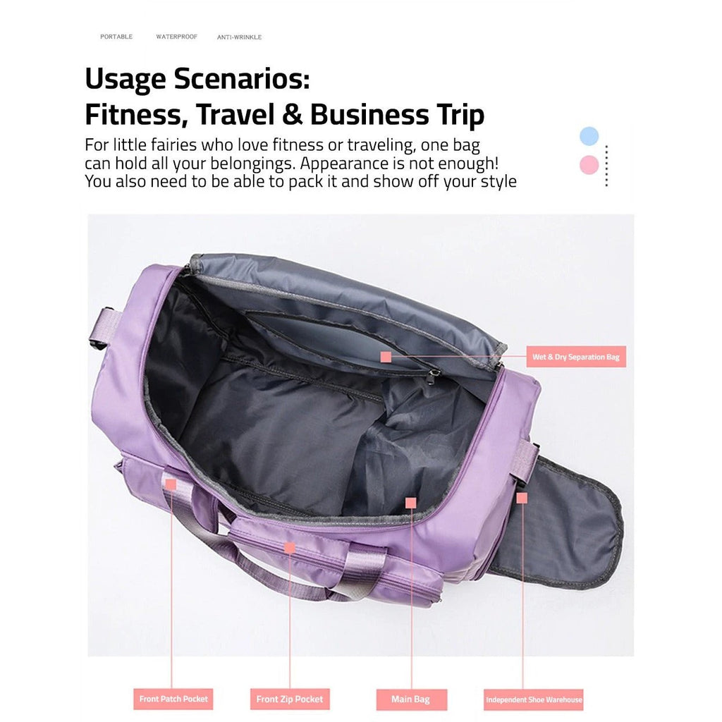 Traventix Travel Bag with Multiple Compartments | Waterproof & Lightweight | Sports, Fitness & Weekend Bag for Men & Women by BowLift