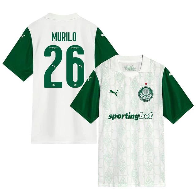 Murilo #26 Palmeiras 2025-26 Away Match Jersey – White by Soccer Jersey