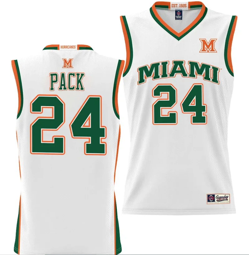 Nijel Pack Jersey #24 Miami Hurricanes NIL College Basketball Lightweight White by My store basketball