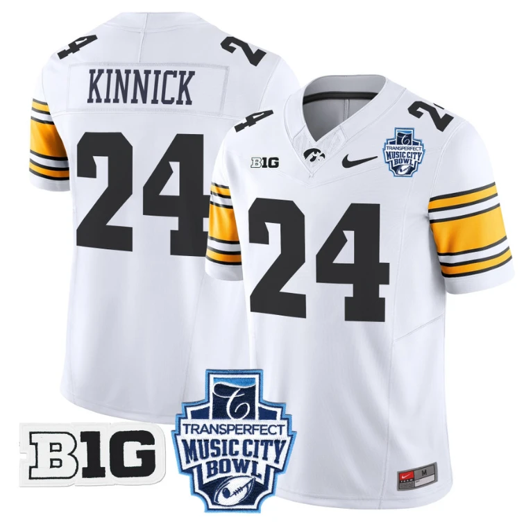 Nile Kinnick Jersey #24 Iowa Hawkeyes 2024 Music City Bowl Patch White by My Store