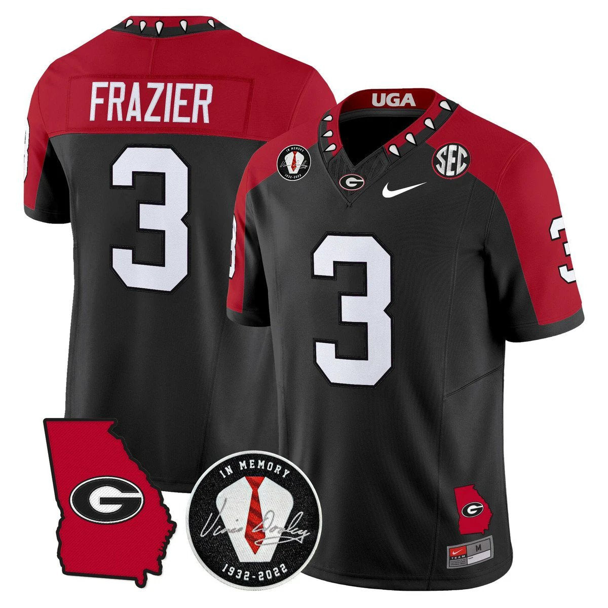 Nate Frazier Jersey #3 Georgia Bulldogs 2025 Vapor Limited Stitched Black Special by My Store NCAA Football Jerseys